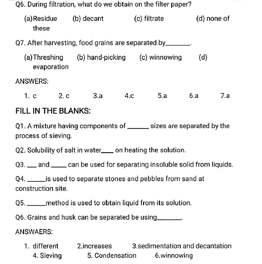 Cbse Class 6 Science Separation Of Substances Worksheet Set B Porn Sex Picture